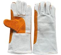 13cm Extended Wrist Welding Gloves Made from Double Layer Sheepskin and Cowhide for Reliable Heat Protection (Cowhide)
