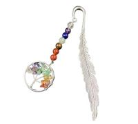 13cm Multi-Color Antique Silver Colorful Crystal Stone with Feather Pendant Fashion Bookmarks Antique Silver Metal Feather