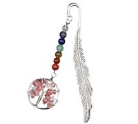 13cm Multi-Color Antique Silver Colorful Crystal Stone with Feather Pendant Fashion Bookmarks Antique Silver Metal Feather