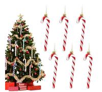 13cm Red White Candy Cane Christmas Decorations, 6pcs Glitter Candy Cane Xmas Tree Ornaments for Holiday Party Decor