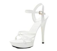 13Cm Thin Heeled Shoes For Women Platform Sandals Buckle Strap High Heels Sandalias 1107 41(US-8)