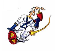 13cmx11.2cm for Scared by Rocket Cartoon Windows Motorcycle Occlusion Scratch Car Stickers