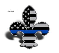 13cmx11.7cm Fleur De Lis USA Flag Blue Line Sticker Decal Lives Matter