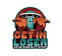 13cmx11.8cm for Get in Loser Funny UFO Aliens Car Graffiti Sticker Personality