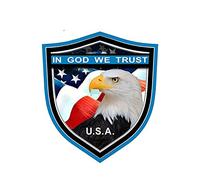 13cmx12cm Car Styling Car Sticker in God We Trust USA Blue Line Shield