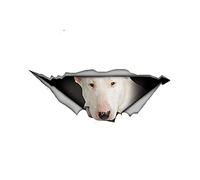 13cmx4.9cm White Bull Terrier Car Sticker Torn Metal Decal Reflective Stickers Waterproof
