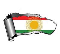 13cmx5.8cm 3D Ripped Open Gash Torn Metal Design with Kurdistan National Flag