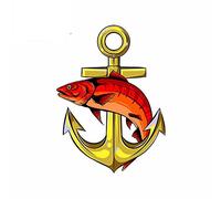 13cmx9.6cm for Golden Anchor red Fish Car Stickers Scratch Proof Motorcycle Decoration
