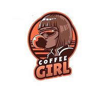 13cmx9.8cm for Coffee Girl Blow Bubbles Waterproof Cartoon RV Anime Car Stickers