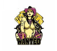 13cmx9.8cm for Wanted Criminal Babe Decal Creative Personality Car Stickers Windshield SUV