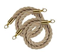 13FT 2PC Twisted Hemp Queue Barrier Ropes with Metal Hook Braided Stanchion Rope for Crowd Control Event Safety Gold Queue Divider for Traffic Management
