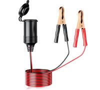 13FT/4M Car Cigarette Lighter Crocodile Clips Extension Cable, Car Battery Clamp-on Extension Charge Cable With Dust Cover, for 12V/24V Trucks, Vans, RVs, and Equipment