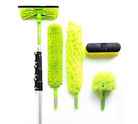 13ft-4mtr Telescopic Window Cleaning Pole, Feather Duster Pole, Extendable Extended Extension Long Reach Squeegee Cob Web Microfibre Duster Brush Kit