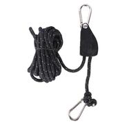 13FT Camping Rope Hanger with Ratchet Pulley - Heavy-Duty Adjustable Tie-Down Gear Metal H Carabiner & Reinforced with Strap