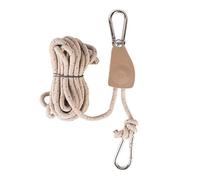 13FT Camping Rope Hanger with Ratchet Pulley - Heavy-Duty Adjustable Tie-Down Gear Reinforced H Metal with & Strap Carabiner