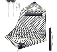 13FT Hammocks, Traditional Hand Woven Cotton Rope Hammock with Free Extension Chains for Outdoor Indoor Patio Yard 150kg Capacity