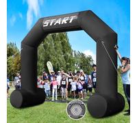 13Ft Inflatable Arch Black with Start Finish Line Banners Inflatable Archway with Powerful Blower Outdoor Hexagon Blow up Arch for Marathons, Fundraisers, Outdoor Advertising Commerce