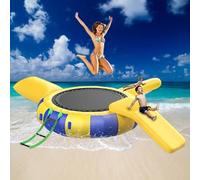 13ft Inflatable Water Trampoline with Slide Jump Sack Climbing Ladder - Waterproof Lake Trampoline for Kids & Adults Perfect for Summer Fun!