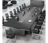 13ft Modern Conference Table for 14-16 People Rectangular Meeting Table with 2 Cable Grommets Stylish Boardroom Furniture for Office Seminar and Meeting Rooms Black