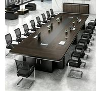 13ft Modern Conference Table for 14-16 People Walnut Seminar Meeting Table with 2 Cable Grommets Ideal for Boardroom & Office Meetings Stylish & Functional Design
