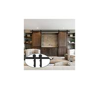 13FT Sliding Barn Door Hardware Kit 396cm Double Track System for Smooth Operation Easy Installation Perfect for Home & Office Decor