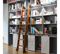 13ft Sliding Ladder Hardware Kit Rolling Library Track/Rail with Floor Wheels Round Tube Design Ideal for Home & Office Use (Ladder Not Included)