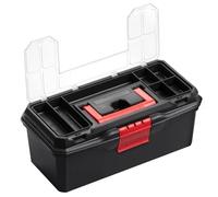13in Organiser Toolbox with Lid Compartments and Tote Tray - Durable PP Storage for Tools and DIY