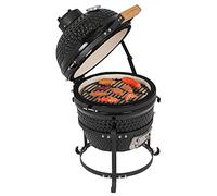 13in Round Ceramic Charcoal Grill, Barbecue Grill Portable Oven and Smoker with Stand Outdoor Smoking & Baking