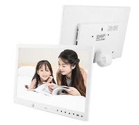 13inch Digital Photo Frame 1080P 16:9 Screen LED Digital Photo Frame 1280 * 800 Electronic Album Photo/Music/Video Player Calendar Alarm, Support 32G SD Card, Remote Control, Button(White) Double the
