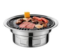 13Inch Korean BBQ Grill, Multifunctional Charcoal Barbecue Grill, Round Camping Grill Stove, Tabletop Smoker Grill Grilled Net&Tray, for Outdoor Garden Camping Travel Picnic