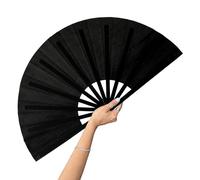 13inch Large Rave Fan Popping Fan Clacking Fans for Line Dancing,Hand Fans for Women Foldable,Boots on The Ground Fan,Portable for Outdoor,Wedding,Party,Decoration(Black,1 Pack)