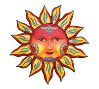13Inches Metal Sun Wall Art Decor Charming Sunflower Wall Plaque Hanging Ornament Sun Face Colorful For Home Garden Courtyard Living Room Fence Wall Sculpture Art Decoration Indoor Outdoor avec Hook