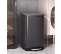 13L Titanium Black Stainless Steel Trash Can withLid Rectangular Design Step Pedal & Inner Bucket for Kitchen Bathroom Living Room & Office