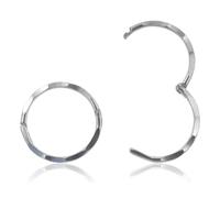 13MM 15MM or 17MM Diamond Cut Edged Round Hinged Hoop Sleeper Earrings for Women Ladies Girls Men Unisex - 925 Sterling Silver - Plain & Simple Diamond Cut Half Hinged Hoops