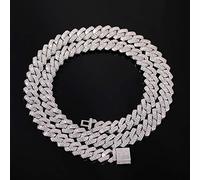 13mm 2row Zircon Link Chain Gold Silver Plated Luxury Copper Micro Paved Chain 16/18/20/22 / 24inch 22inch silver