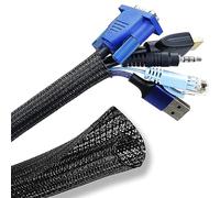 13mm*3m Black Cable Duct, Flexible Woven Cable Protector, Self-Closing Cuttable Cable Duct, Cable Sheath for Protecting and Managing Hidden Cables
