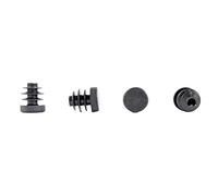 13mm Diameter Round Ribbed Black Plastic Insert Plugs end caps Made in Germany (Pack of 24, See Second Image for Dimensions).