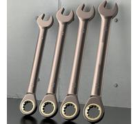 13mm Fixed Head Ratchet Spanner - Professional Chrome Vanadium Steel Combination Wrench, Black Nickel-Plated for High Torque