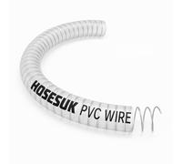 13mm ID x OD 19mm Wire Reinforced Clear PVC Hose - Spiral Steel Helix Heavy Duty Vacuum & Discharge Tube for Industrial & Workshop Systems 1 Metre (3.3 Ft)