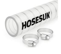 13mm x 19mm Transparent PVC Steel Helix Pipe + Hose Clips 4 Metre (13.1 Ft)