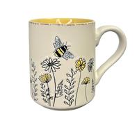 13oz Flowers Bee Mug, Cute Ceramic Coffee and Tea Mug, Dishwasher Microwave Safe, Novelty Tea Cup for Plant Lover, Coffee Mugs Gift for Women and Men