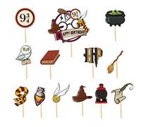 13Pc Harry Wizard Happy Birthday Cake Toppers,Harry Potter Cake Toppers for Boys,Hog Birthday Cake Decorations Cupcake Toppers for Girl,Kids,Men Birthday Wizard Theme Party Supplies