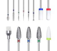 13PC Nail File Drill Bits Set, Professional 3/32 Inch 3pcs Drill Bit, Tungsten Carbide Drill Bits 3pcs Ceramic Efile Nail Drill Bits 6pcs Cuticle Drills Bits 1pcs Brush, Electric Manicure Pedicure Set