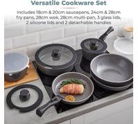 13pc Pan Set by Tower Freedom Detachable Handles Cookware Set Stackable Design,