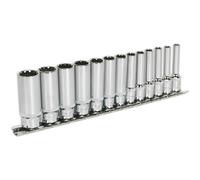 13pc UNIVERSAL DEEP Metric Socket Set - 1/4" Sq TOTAL DRIVE Fits Most Fasteners