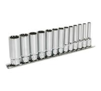 13pc UNIVERSAL DEEP Metric Socket Set - 1/4" Sq TOTAL DRIVE Fits Most Fasteners