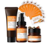 13PCS 97.5% Snail Mucin Skin Care Set, Snail Collagen Facial Kit For Women - Anti-Aging Korean Glass Skin Set, With Serum, Clay Mask, Cream & Cleanser For Dry, Sensitive, Acne-Prone Skin (3PCS+10PCS)