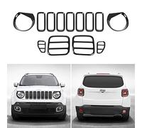 13PCS Angry Bird Headlight Covers & Grille & Tail light Trim Cover Bezel for Renegade 2015 2016 2017 2018 (Black) (Style A)