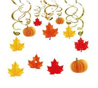 13Pcs Autumn Decorations Hanging Swirls,Autumn Decor Ceiling Swirls Orange Yellow Maple Leaves Pumpkin Hanging Swirl Streamers Fall Decorations for AutumnHome Decor Party Supplies