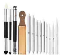 13PCS Blending Stump and Tortillon Set, Professional Art Blending Tools with Sponge Pens & Sandpaper Sharpener, Washable & Reusable for Charcoal, Graphite Sketching by Artists and Students